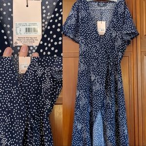 Petite High Low Polka Dot Wrap Dress